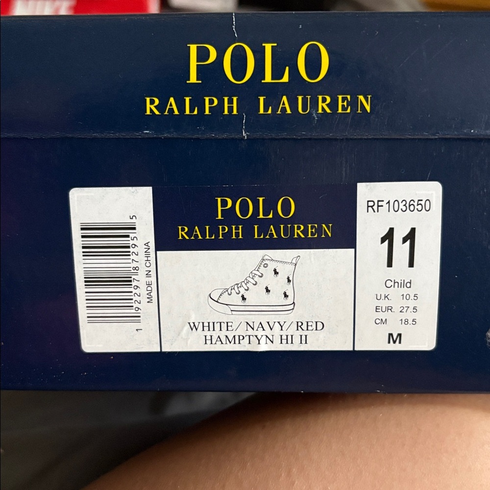 Ralph Lauren White Navy Red High-Top Sneakers